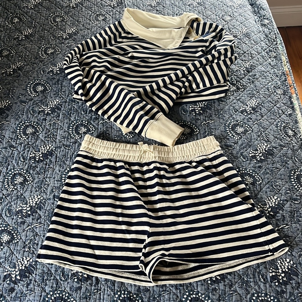 J Crew Button-Neck Sweatshirt and Shorts